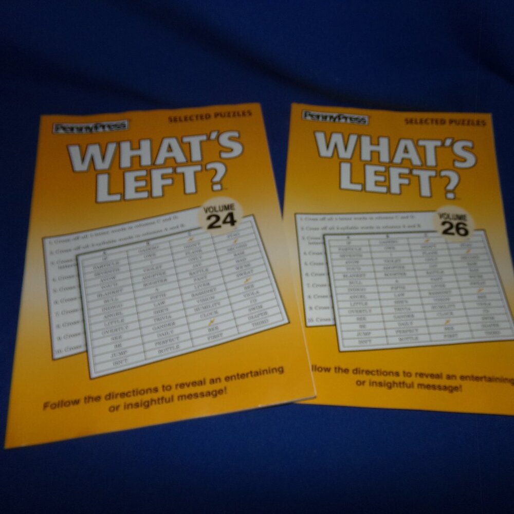 Penny Press What's Left 2 Puzzle Book Set - Word Elimination - Famous Quotes